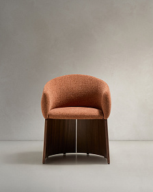 Стул Bosca из терракотовой синели и шпона ореха