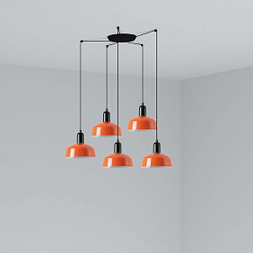 Подвесной светильник TATAWIN с абажуром красно-оранжевый металл 5xE27