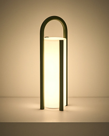 Большая портативная настольная лампа Leros из полиэтилена и стали зеленого цвета