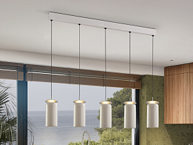Alfara Подвесной линейный светильник 5L кремовый D35