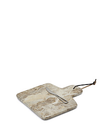 Suka Большая сервировочная доска из бежевого мрамора и нож из металла