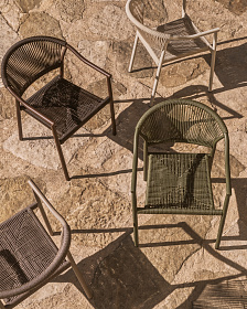 Уличный стул Livadia из алюминия цвета таупе и веревки