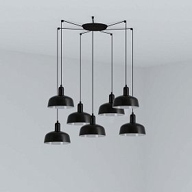 Подвесной светильник TATAWIN с абажуром черный металл 7xE27