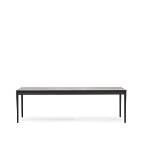 Раздвижной стол Lenon черный из шпона и массива дуба 160(240)x90