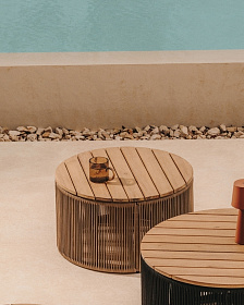 Dandara Журнальный столик из стали и бежевого шнура 60 см