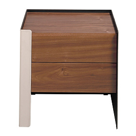 Прикроватная тумбочка MB1802NS / 7118 из кожи и орехового дерева
