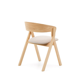 Стул Godia из дерева в натуральном цвете и бежевого шенилла