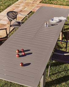 Раздвижной стол Livorno из алюминия цвета таупе, 233(350) x 100 см