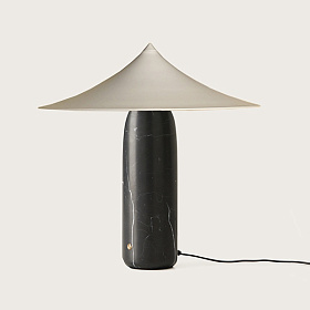 Настольная лампа Kine черный мрамор - белый металлический абажур