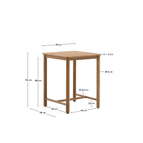 Sori Уличный стол из акации 78 x 78 см