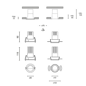 Встраиваемый светильник ELIOS BAСADOR IP20 10W черный 36є 2700K TRIAC