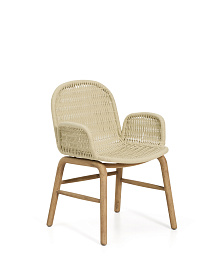 Уличный стул Alipa из акации и веревки цвета экрю