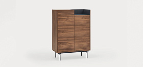 Шкаф с полками Valley 2D1Dr орех/светло-серый металл