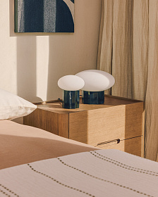 Настольная лампа Idela из тонированного стекла и черного мрамора, 15 см