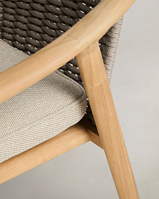 Уличный стул Elunda из тикового дерева и бежевой веревки