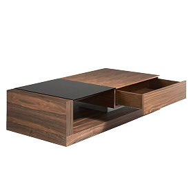 Журнальный столик из ореха с черным стеклом MH1317A /2061