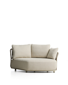 Изогнутый модуль уличного дивана Osani из алюминия экрю и веревки цвета таупе 167 см