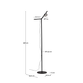Напольный светильник Orey из черного металла с многопозиционным точечным светильником