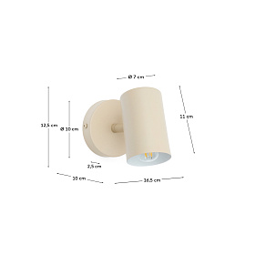 Настенный светильник Manie из металла с бежевой текстурированной отделкой