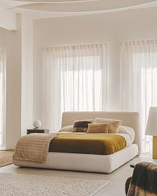 Кровать Martina со съемным бежевым чехлом из ткани букле под матрас 180 х 200 см