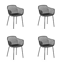 4 уличных стула Quinn (комплект) темно-серый пластик