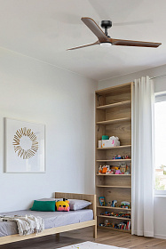 Потолочный вентилятор HEYWOOD L Ш1320 черный/орех 3P LED 10W TUYA