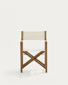 Складной стул Vilara для улицы из акации и текстиля белого цвета