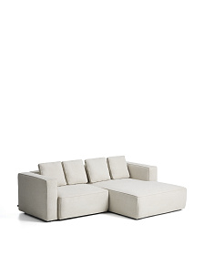 Диван-кровать Marela бежевый шенилл 3-местный с кушеткой справа 236 см