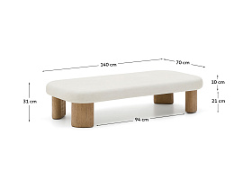Журнальный столик Labra из цемента и акации 140 x 70 см