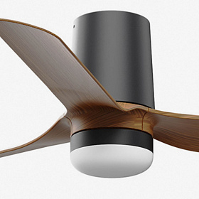 Потолочный вентилятор MINI PUNT TUB S Ш900mm черный 3 P темное дерево 10W CCT