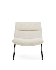 Кресло Asen из бежевого шенилла с черными стальными ножками