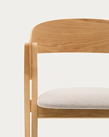 Стул Godia из дерева в натуральном цвете и бежевого шенилла