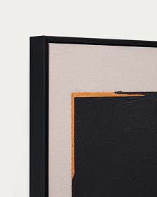 Zernu Абстрактная картина на оранжево-чёрном льняном холсте, 42 x 65 см