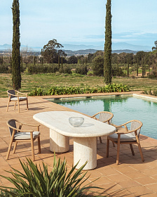 Уличный стул Elunda из тикового дерева и бежевой веревки