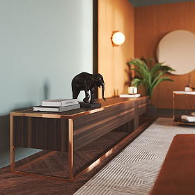 Тумба под ТВ New York Smoked Eucalyptus/Coopper Stainless