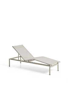Шезлонг Lesina из серо-коричневого алюминия и текстиля цвета экрю