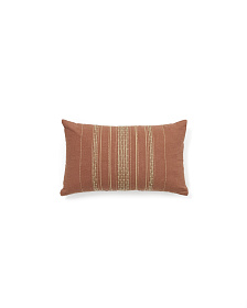 Чехол для подушки из льна Sairu оранжевого цвета с вышивкой из джута 30 x 50 см