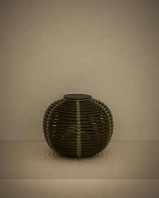 Настольная лампа Garoina на солнечных батареях из зеленого искусственного ротанга, 25 см