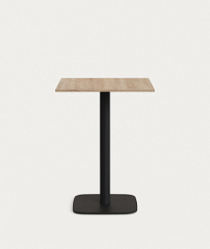 Dina высокий стол из меламина с натуральной отделкой и металлической черной ножкой 60x60x96