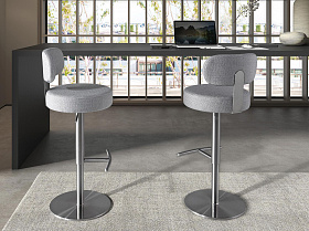 Поворотный барный стул 4230 из серой ткани