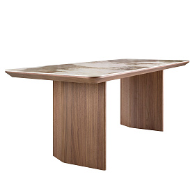 Обеденный стол 1129/437-T из мраморной керамики и ореха