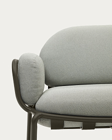 Уличный диван Joncols из серой ткани и зеленым алюминиевым каркасом 164 см