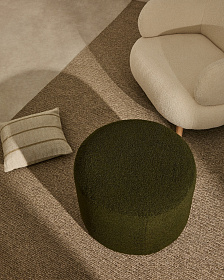 Пуф Kaeli со съемным чехлом из зеленого букле Ø 43 см