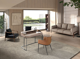 Двухместный диван 6257 из кожи цвета норки