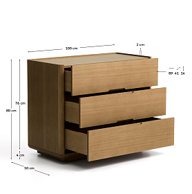 Комод Arelida из дуба со светло-коричневой отделкой, 100 x 80 см