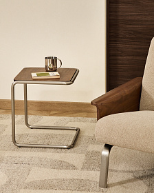 Журнальный столик Tarsel из 100% орехового шпона с конструкцией из матовой стали