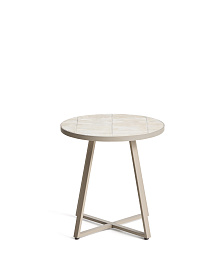 Уличный столик Tella из бежевой стали с бежевой плиткой 45 см