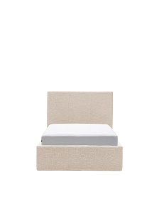 Кровать Nahiri бежевого цвета из шенилла с ящиком для хранения 90 x 200 см