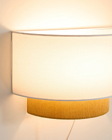 Настенный светильник Bianella из хлопка и горчичного вельвета, Ø 40 см