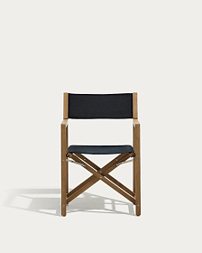 Складное уличное кресло Vilara из акации и текстиля черного цвета